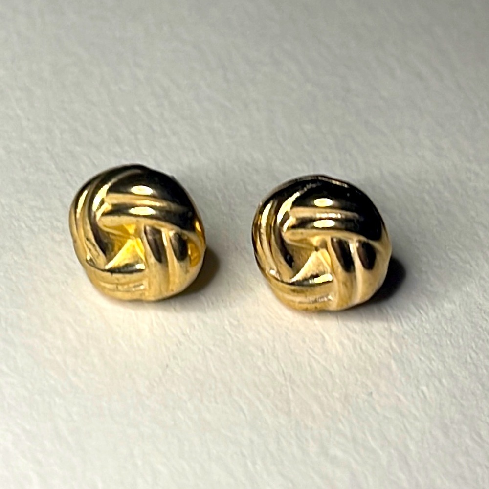 Vintage Infinity Love Knot 14k Gold Plated Rhodium Hypoallergenic Stud Earrings - Picture 6 of 12